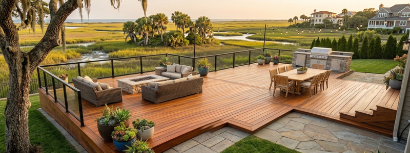 Clean wooden deck and patio